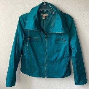 Patrick Christopher jacet size medium teal blue zip up athleisure